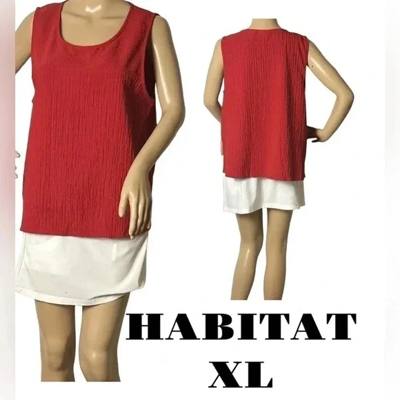 HABITAT. XL. Red tank top,textured,scoop neck,summer,coastal,festival,casual - Picture 1 of 13